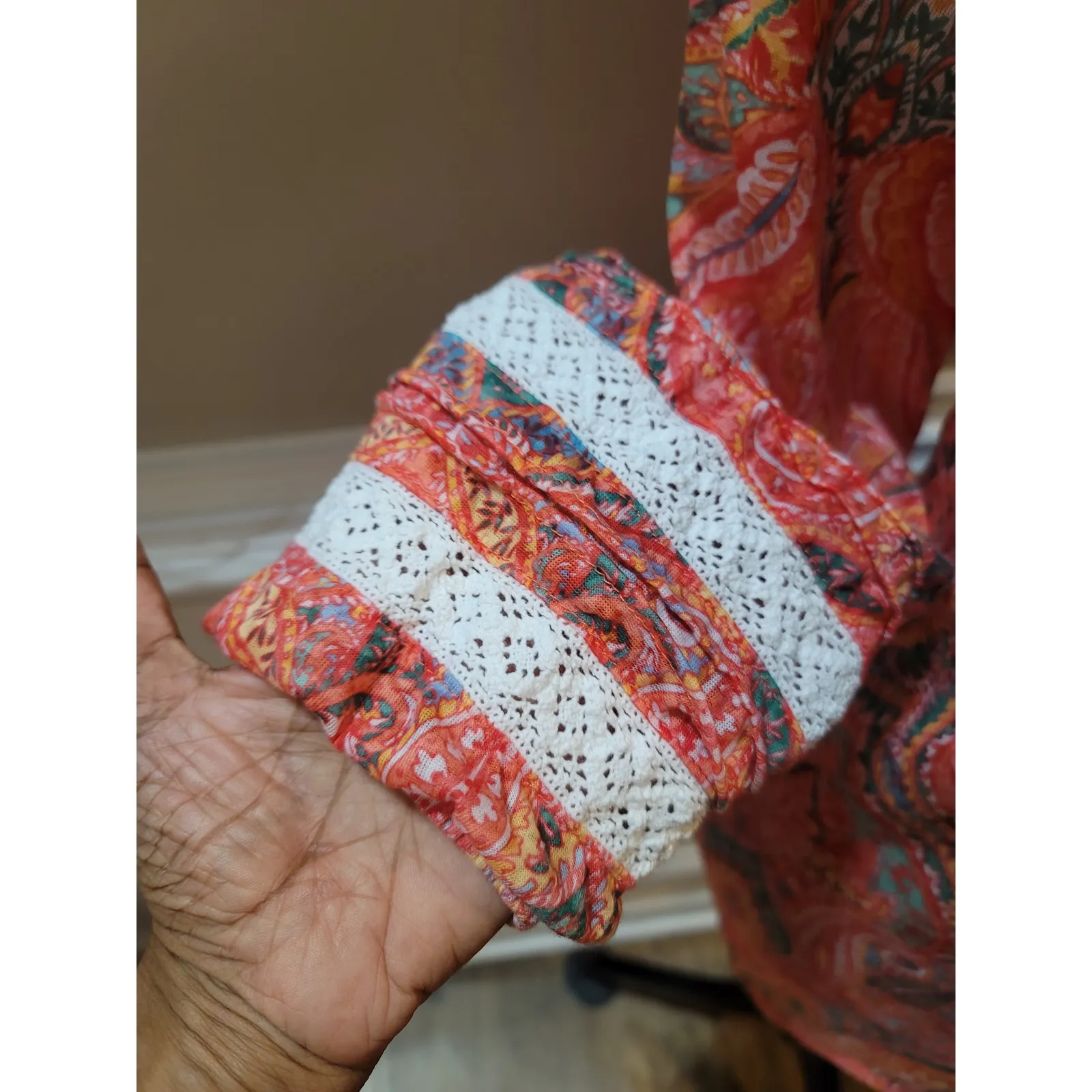 Ruby Rd Blouse Women's Large Multicolor Paisley Print Long Sleeve Tunic Top - Image 4