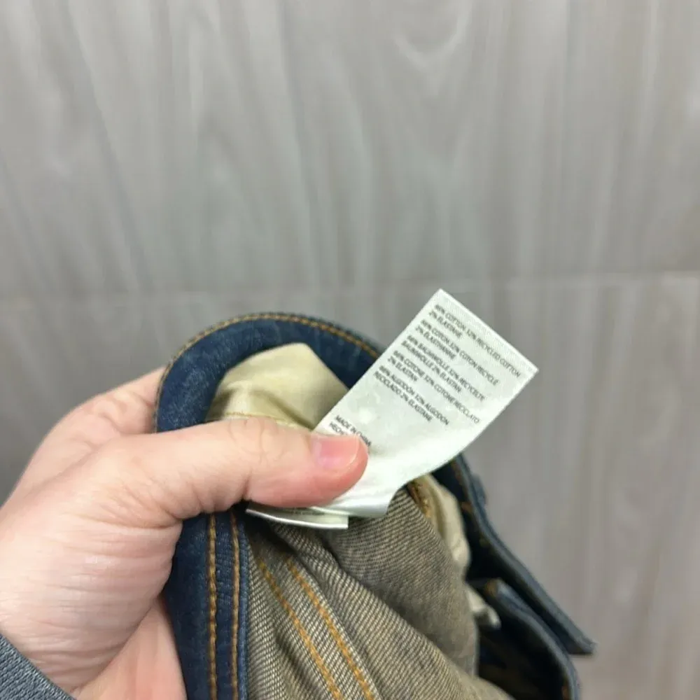 Pilcro Womens Jeans 29 Dark Wash Straight‎ Leg Cotton Pants Hole High Rise Blue - Image 3