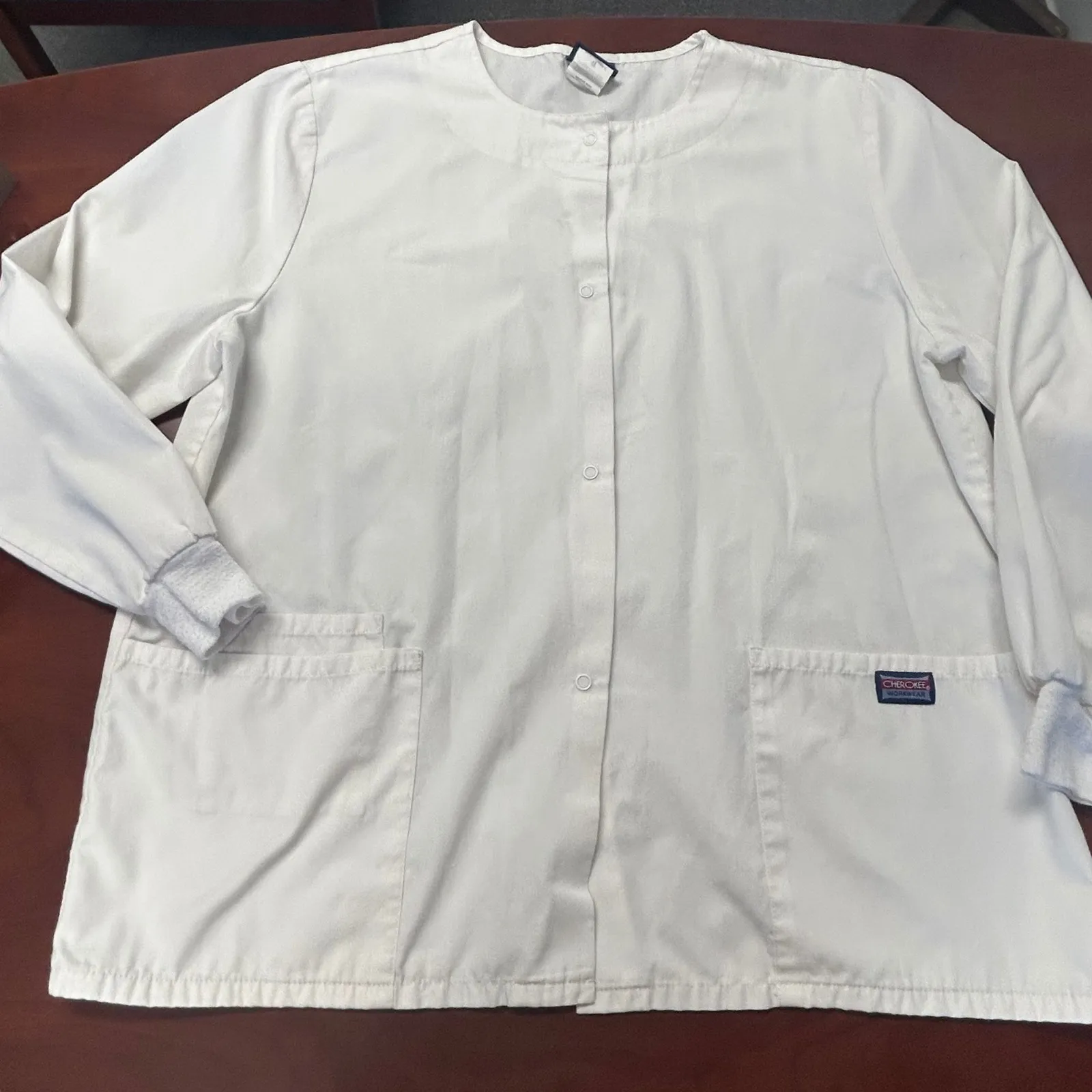 Cherokee Workwear White Lab Coat Jacket Uniform Medical Scrub Medium - Image 2