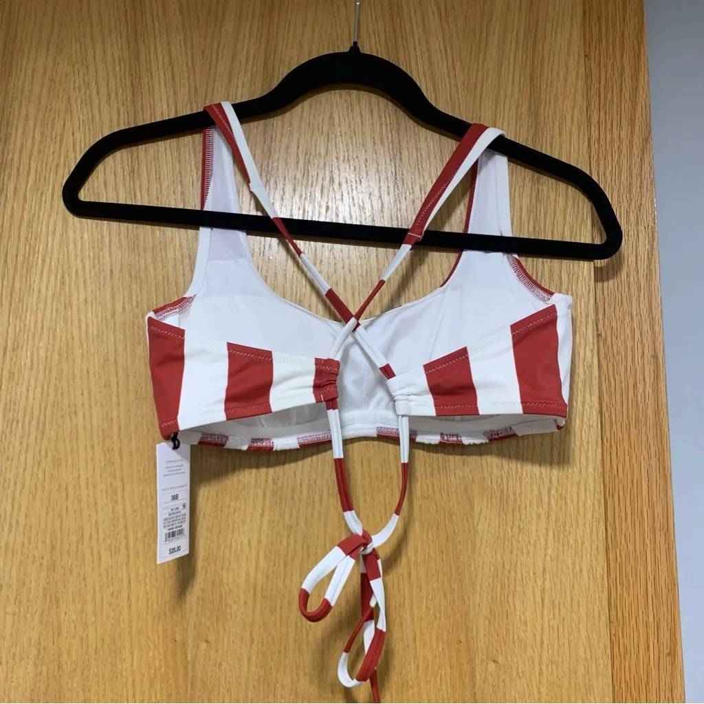 Shade & Shore 2 Piece Red and White Striped Bikini Set - Size 36B / Large - Image 2