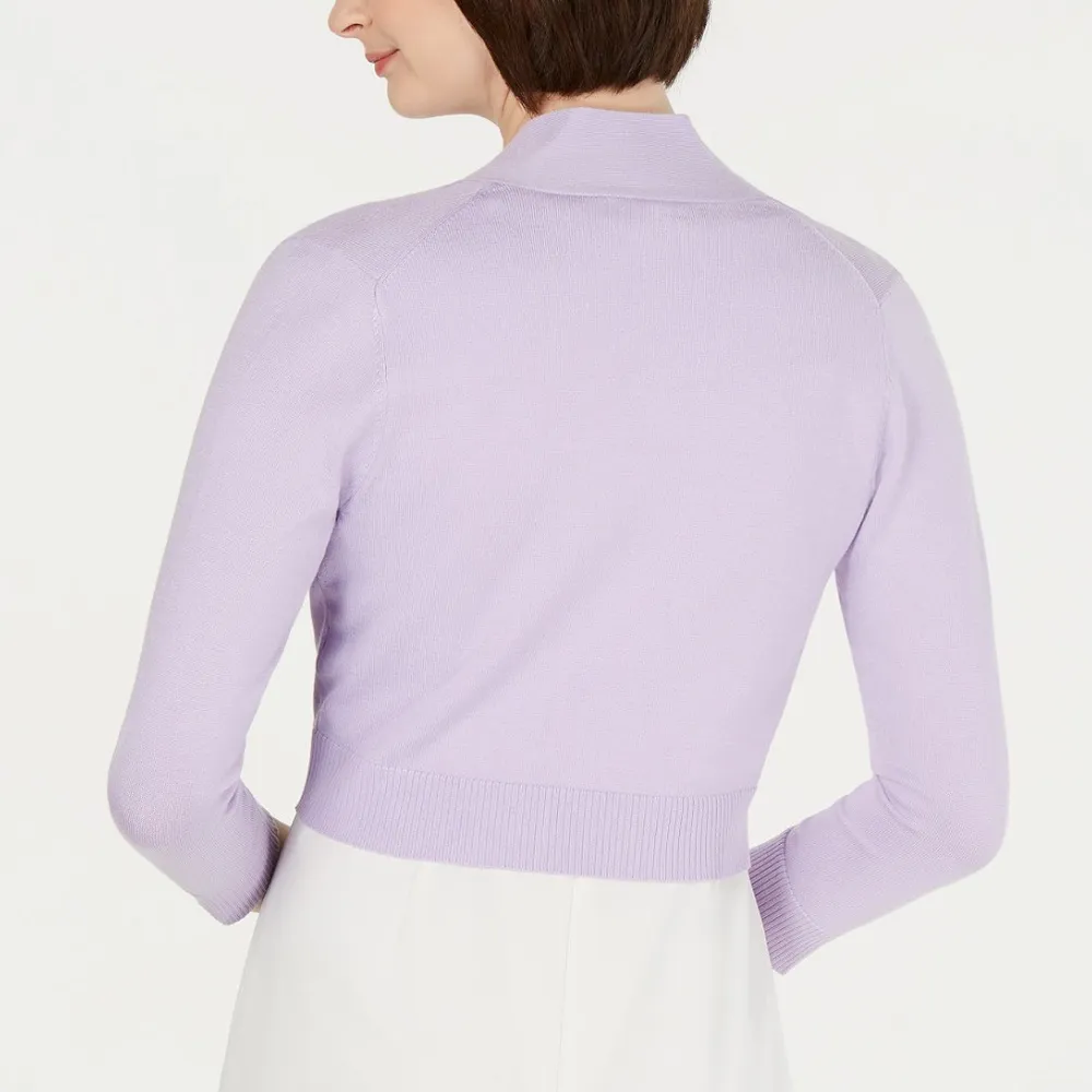 Ronni & Nicole Lilac Open-Front 3/4-Sleeve Cropped Shrug/Cardigan Sz M - Image 2