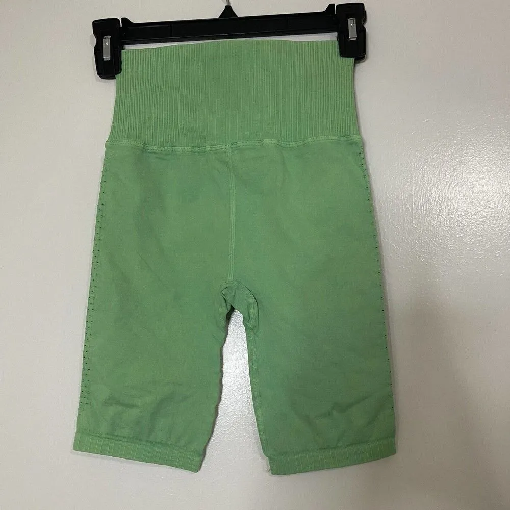 Free people FP movement High waist Seamless ribbed Bike shorts Green size XS - Image 4