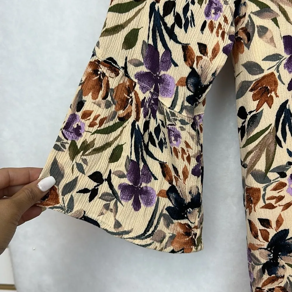 Mini Gauze Lace-Up Skater Dress Pluss Sz 3 plus Tassless Long Bell Sleeve - Image 8