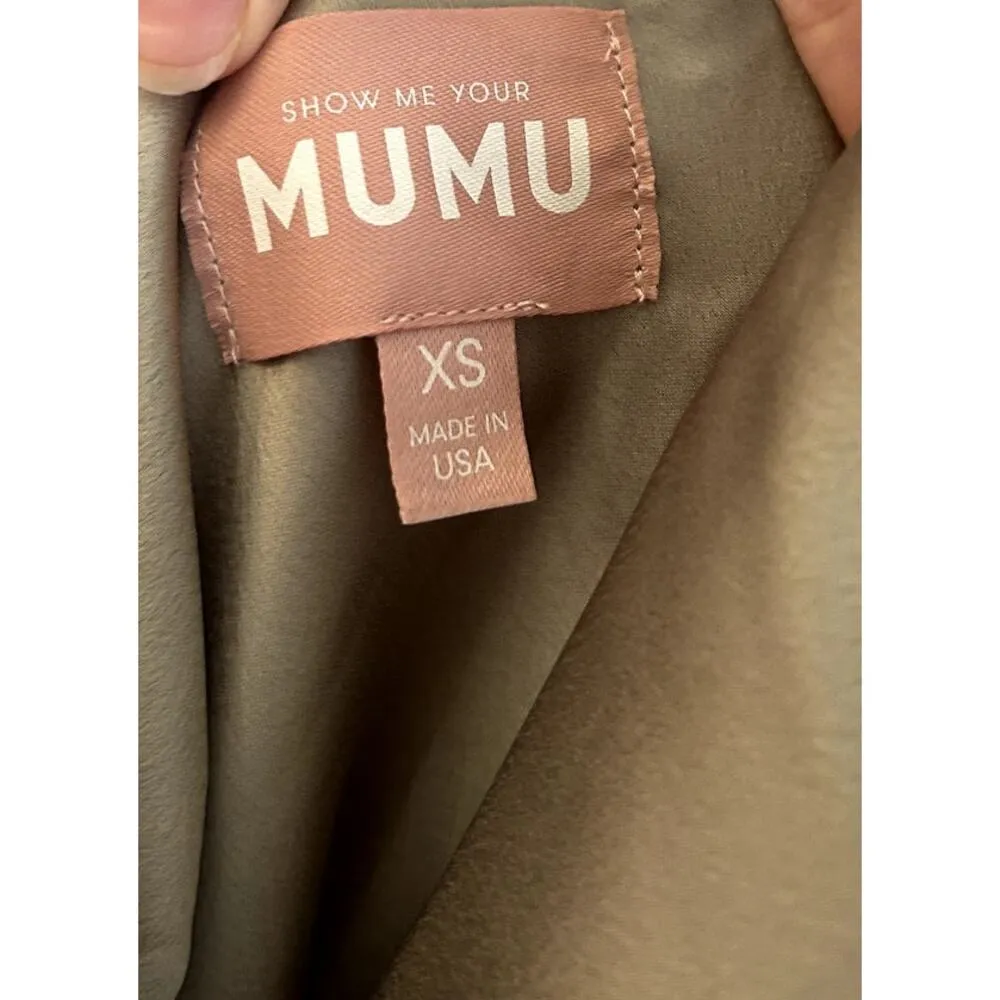 Show Me Your Mumu Jasmine Halter Maxi Dress Moss Green Luxe Satin XS - Image 9