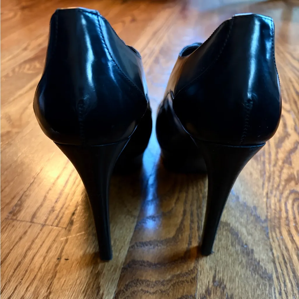 Moschino Cheap and Chic Black Leather Lace-Up Ankle Booties Heel Size: 37 - Y2K - Image 5