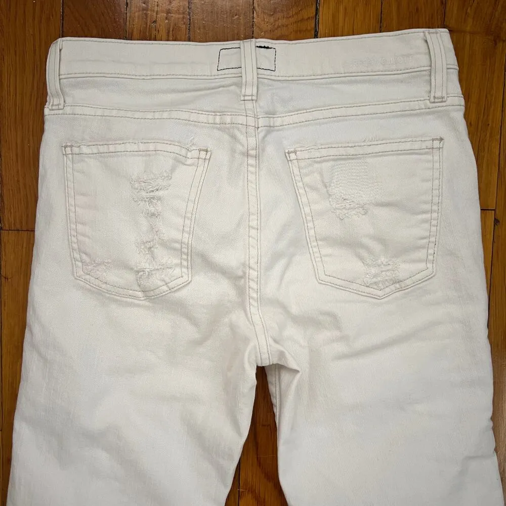 CURRENT/ELLIOTT The High Waist Straight Destroyed Jeans Super Salty Repair 27 - Image 8