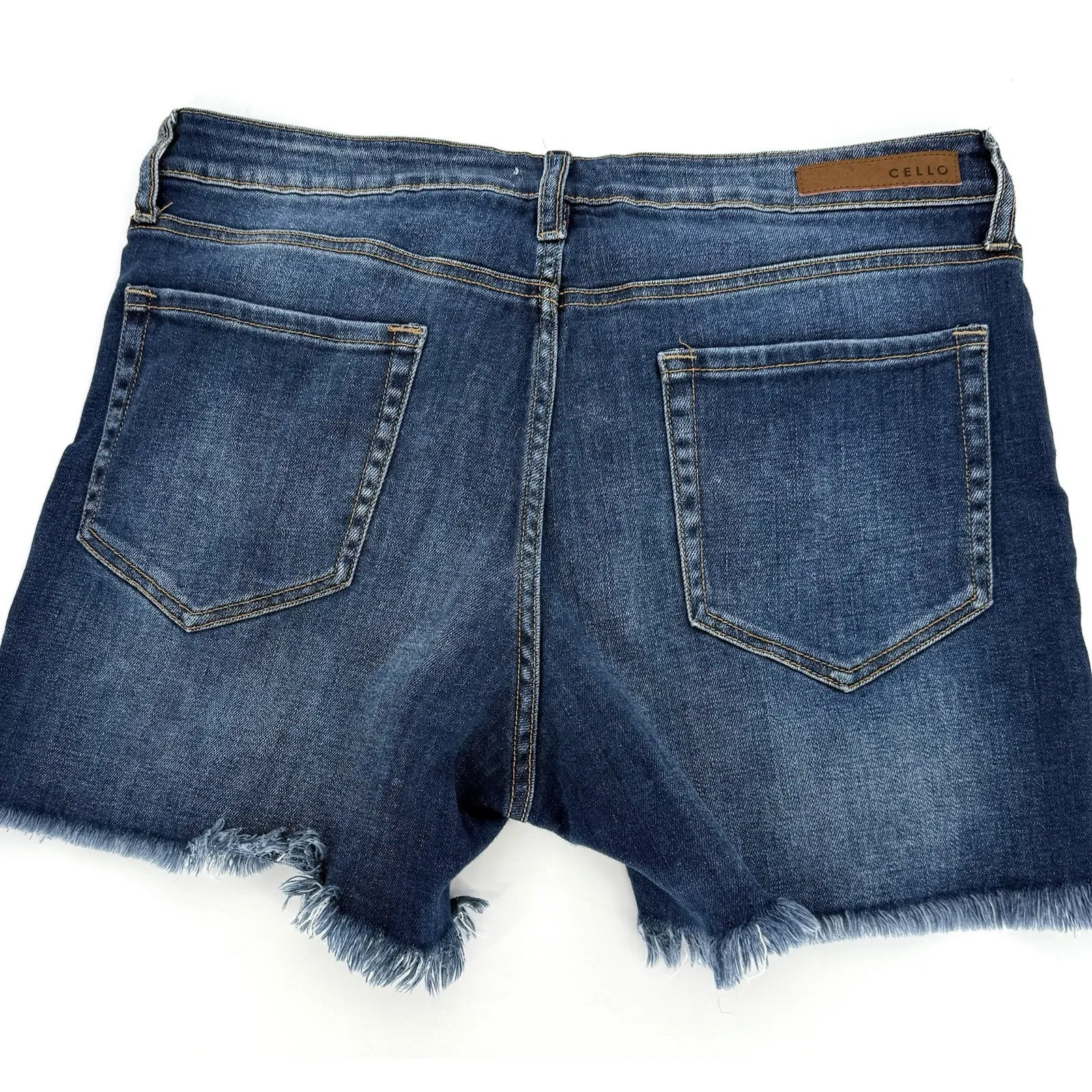 Cello Distressed High Rise Womens XL Jean Shorts Denim Dark Wash Frayed Ripped - Image 7