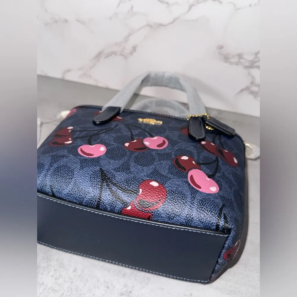 NWT ❤️ Coach City Mini Tote Bag In Signature Canvas With Cherry Print CY737 - Image 10