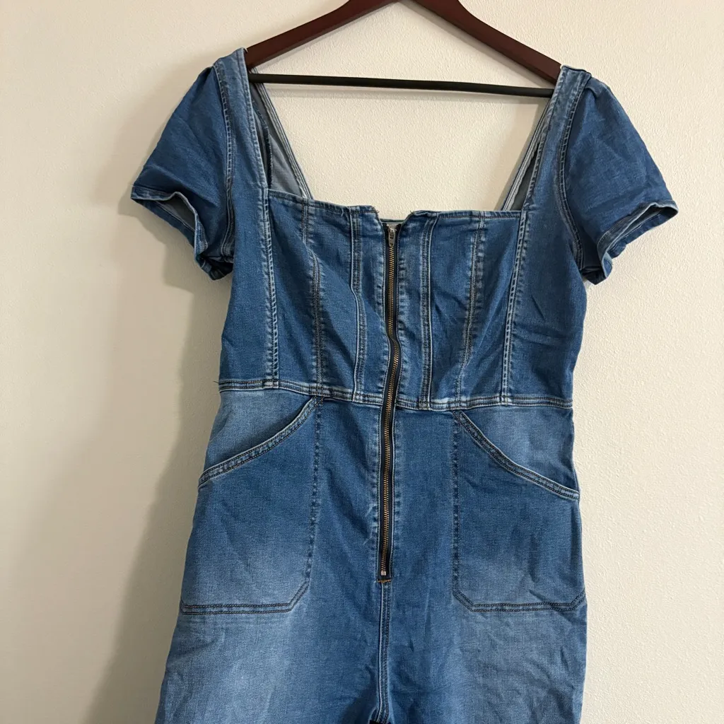 We The Free CRVY Selena Slim Leg One-Piece Denim Jumpsuit Size XLFree People - Image 7