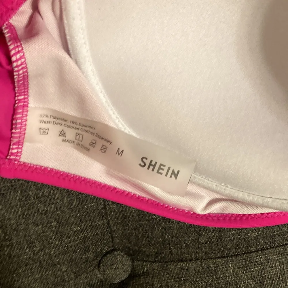 SHEIN Swim Vcay Tropical Print Bikini Set 2 Piece Swimsuit Hot Pink and Green - Image 6