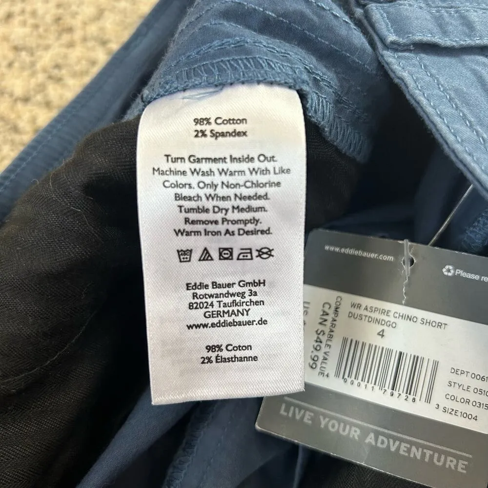 Eddie Bauer Womens Blue Chino Shorts Size 4 Aspire 4" Inseam - Image 7