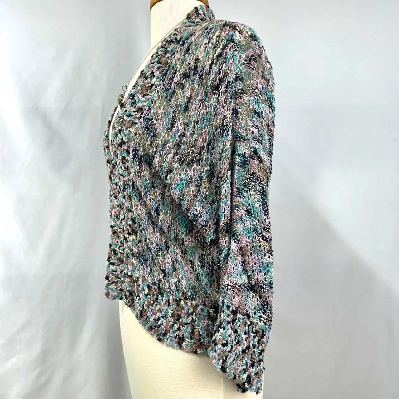 JH Collectibles Colorful‎ Open Knit Cardigan Women's M Fairy Twee Whimsigoth Y2K Pink Size M - Image 3