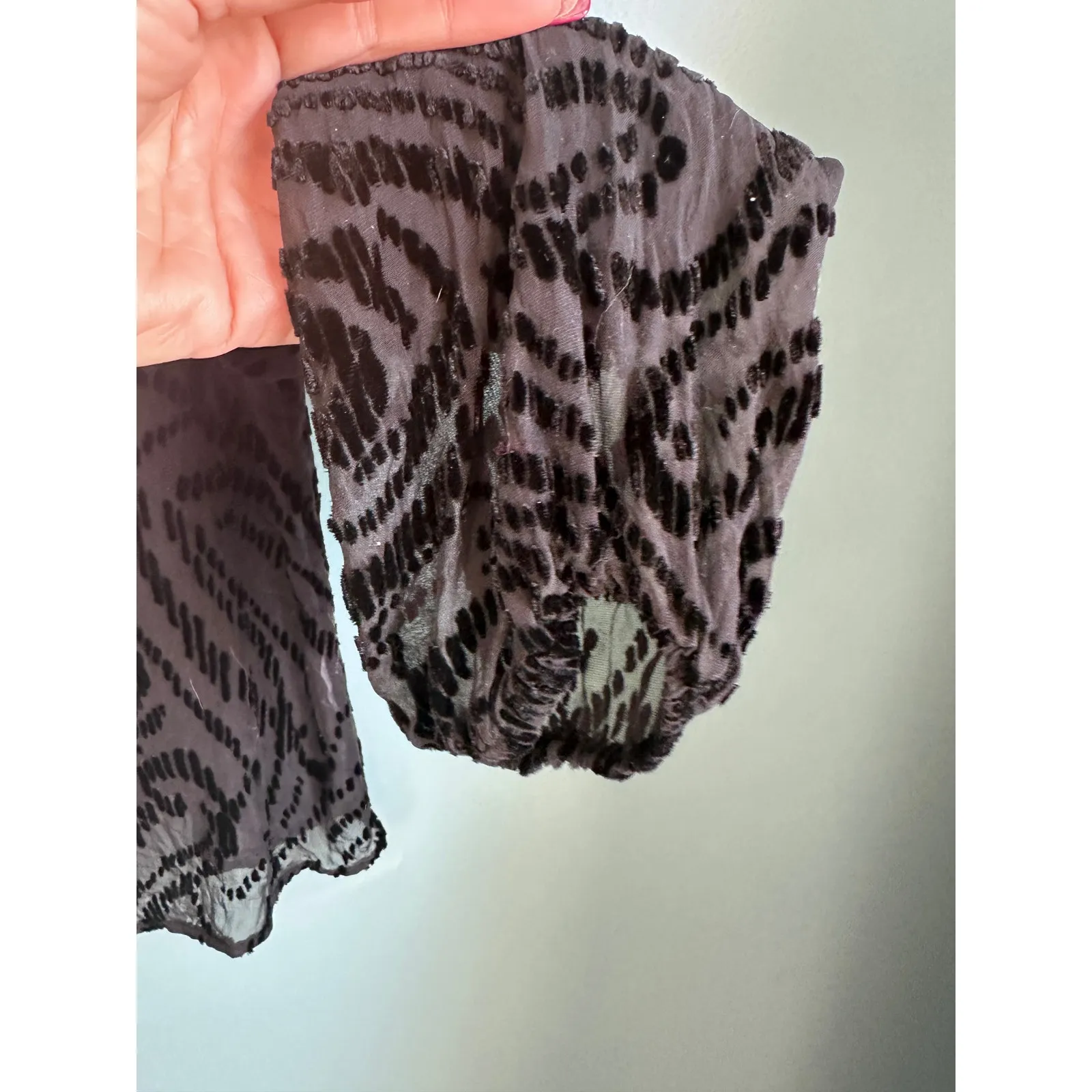 Paige Women's Black Sheer w/ Velvet Detail Long Sleeve Blouse Top - Image 4