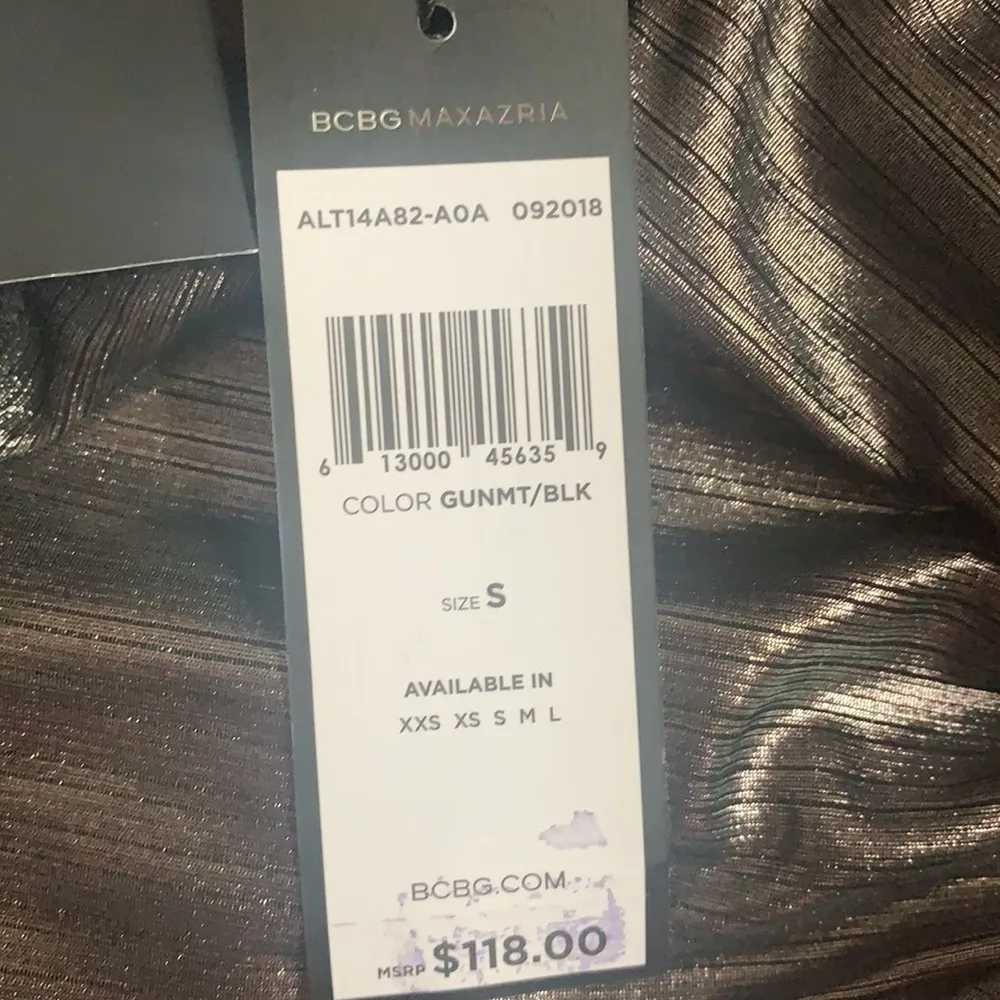 BCBGMAXAZRIA metallic bodysuit gunmetal NWT - Image 6