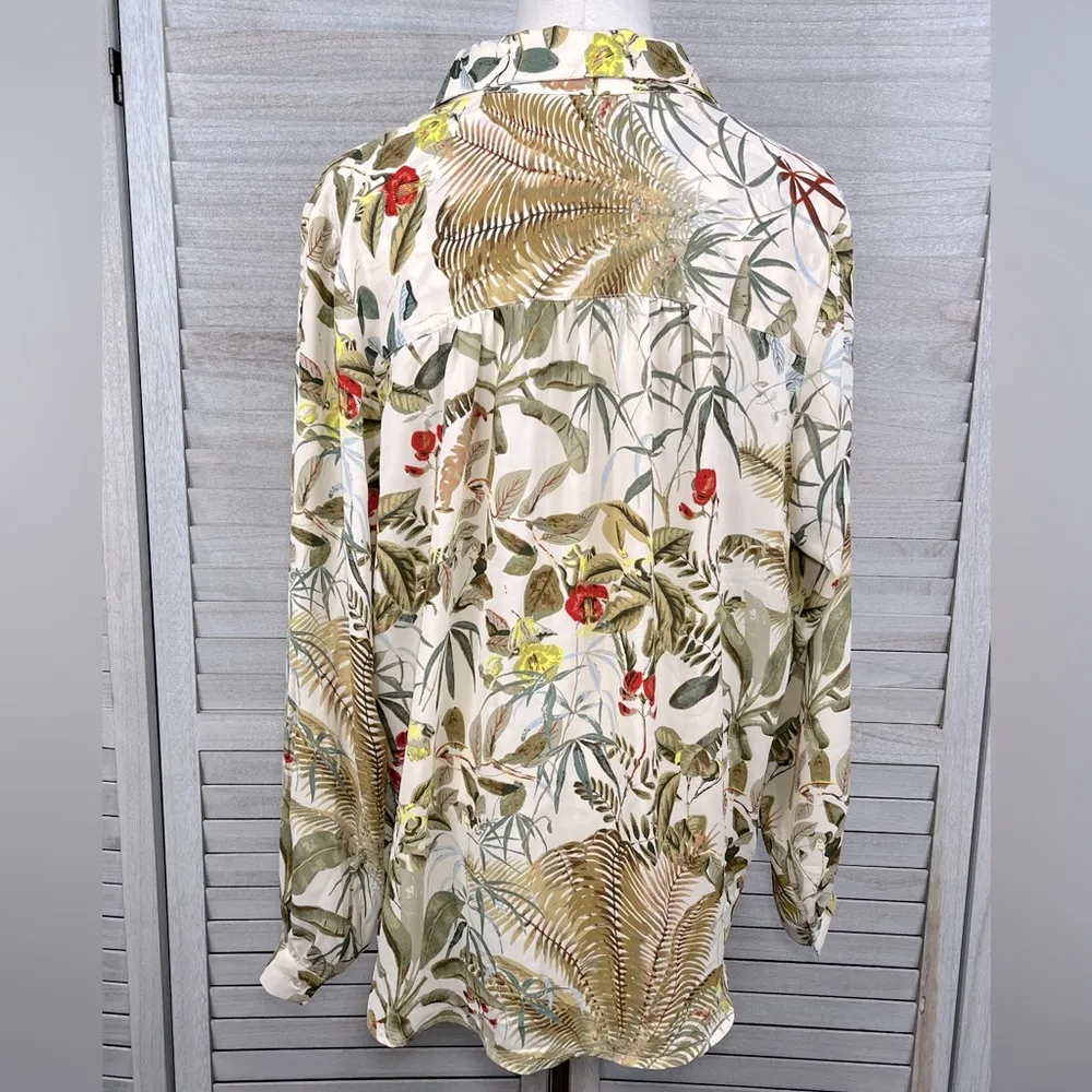 PHILOSOPHY Botanical Print Long Sleeve Button Up Shirt-Medium - Image 3