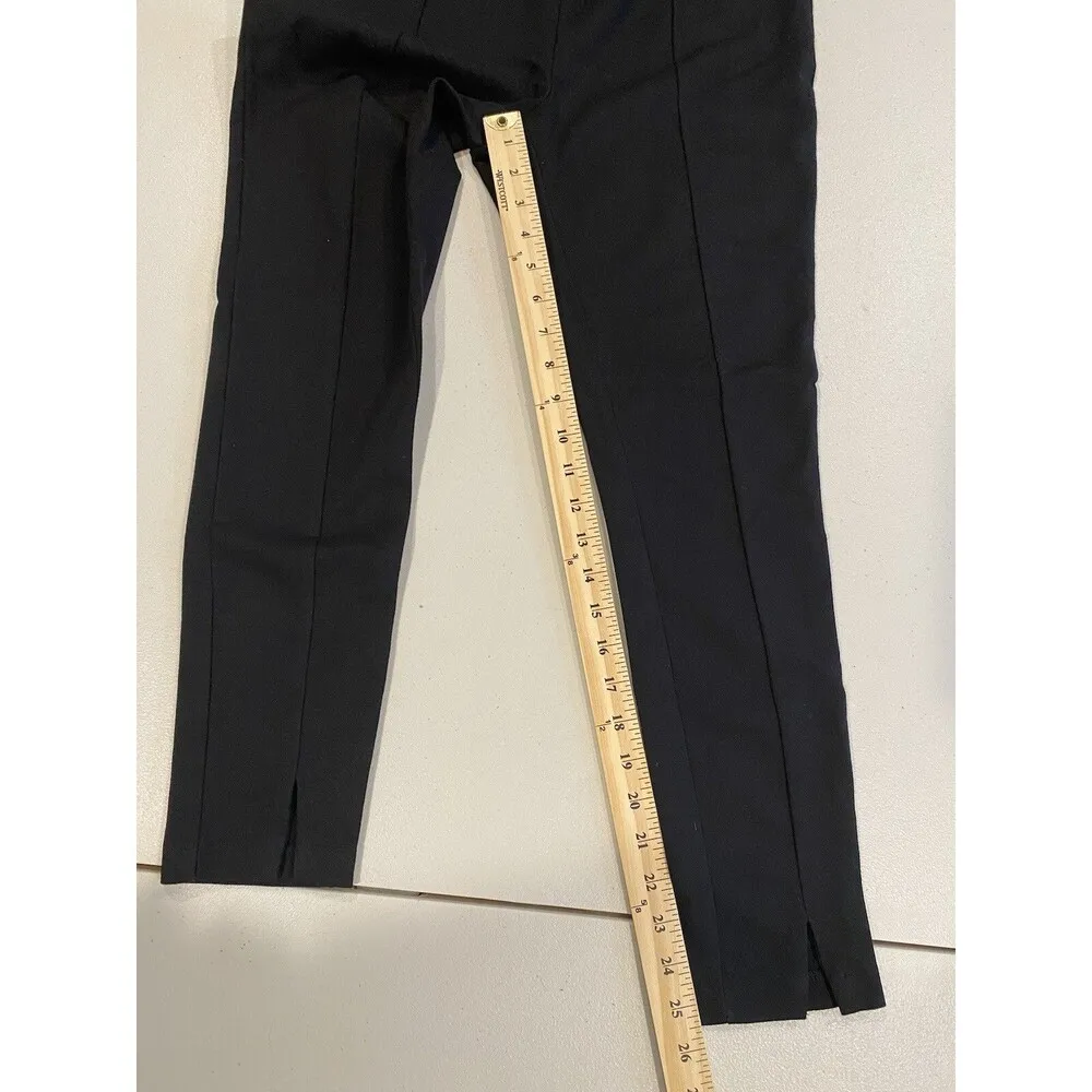 T Tahari Pants Womens Med Black Pull-On Stretch Ponte Front Slit Travel Workwear - Image 4