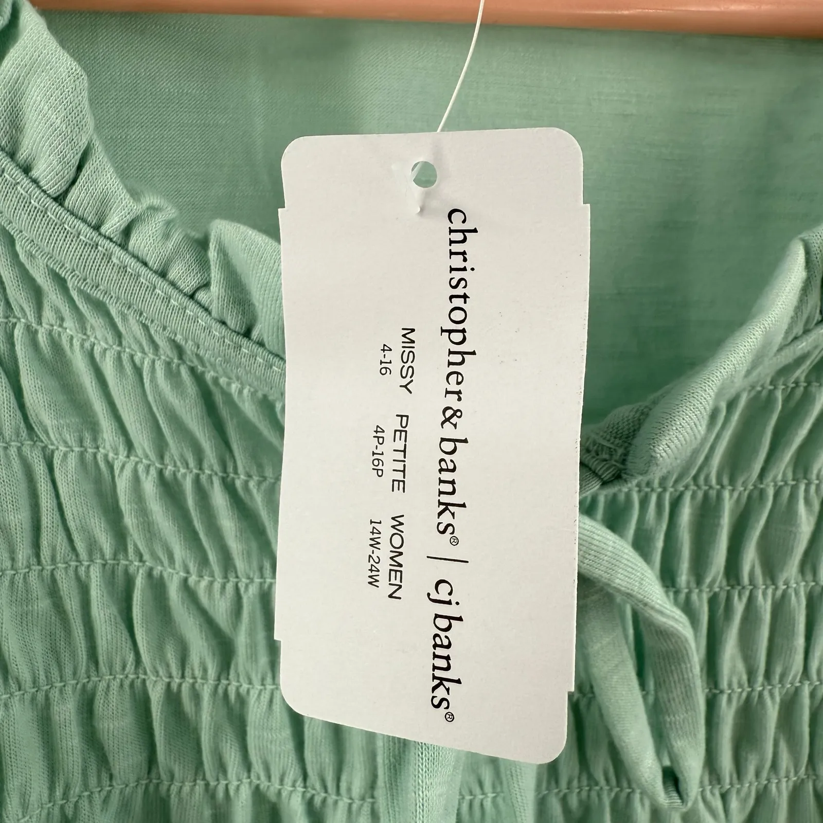 Christopher & Banks Top Petite Large NWT Mint Green Tassels Shirt Blouse Smock - Image 5