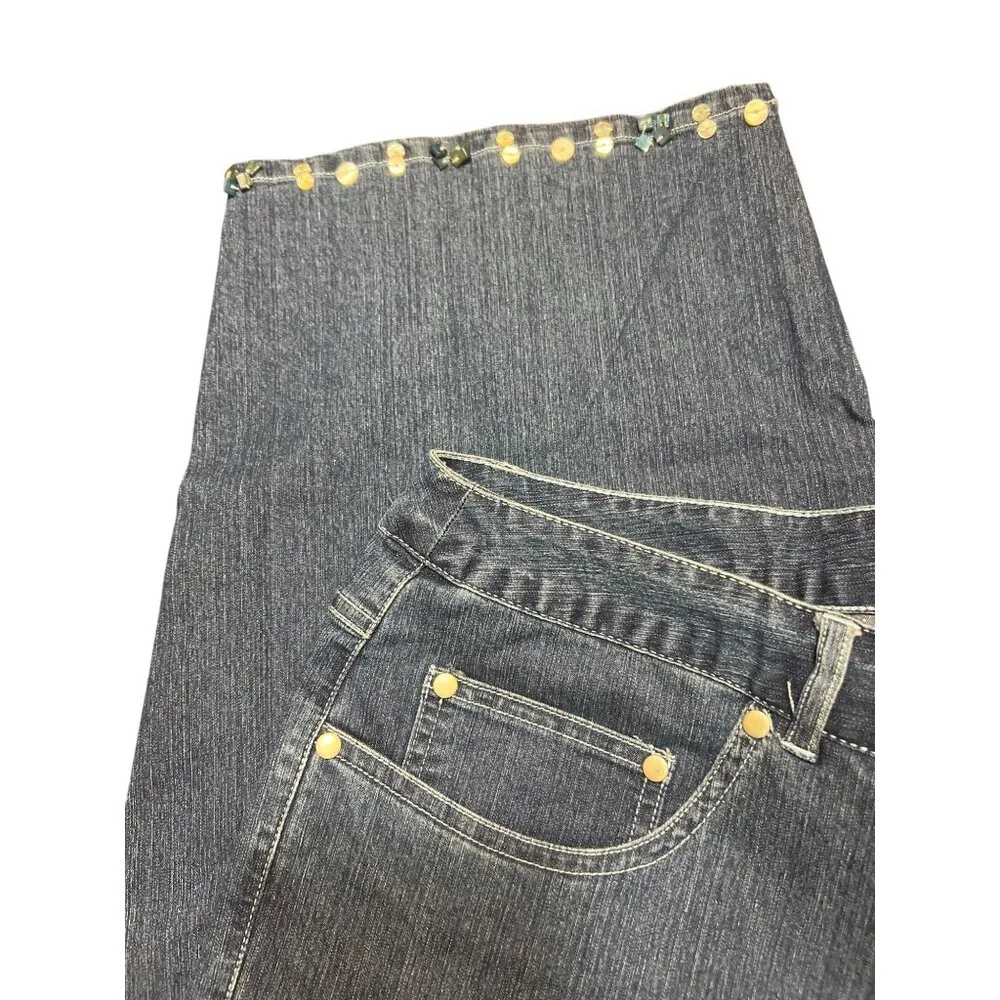 Ruby Rd. Ankle Capri Jeans Blue Denim Embellished Hem & Pockets Size 24W NWT - Image 3