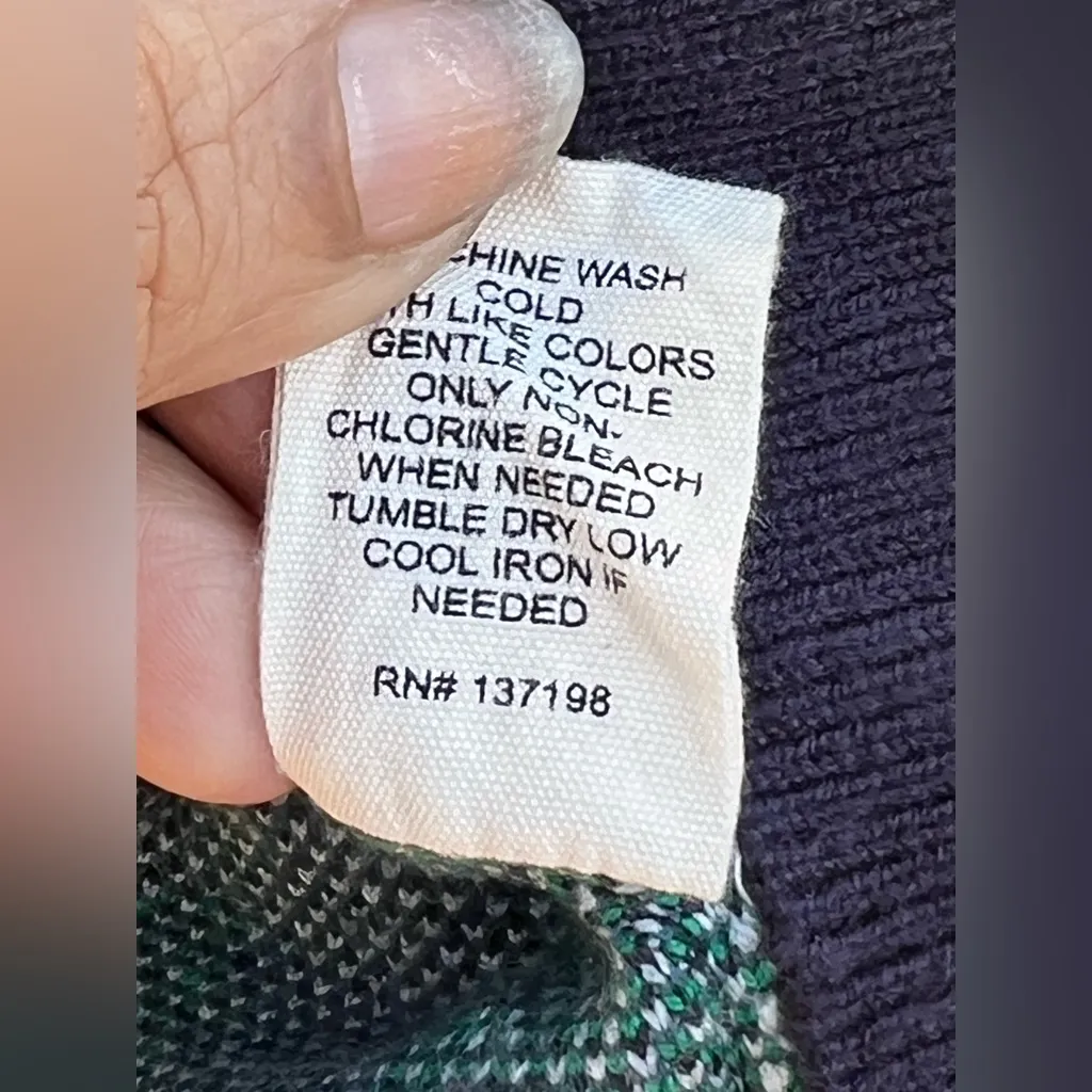 Marled Plaid Green and Navy Women's Sweater cardigan In Size M Size M - Image 10