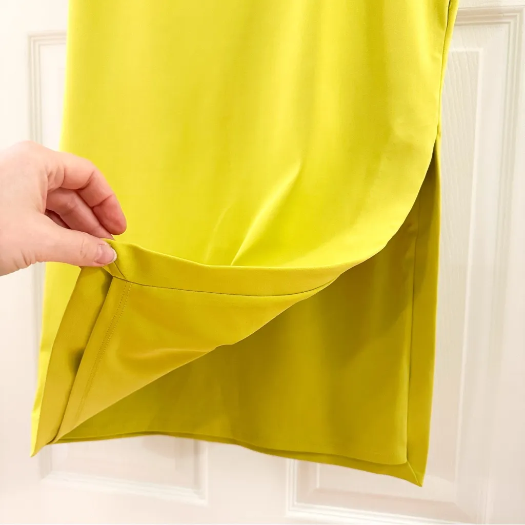 NEW Express High Rise Midi Body Contour Skirt Yellow sz Small - Image 5