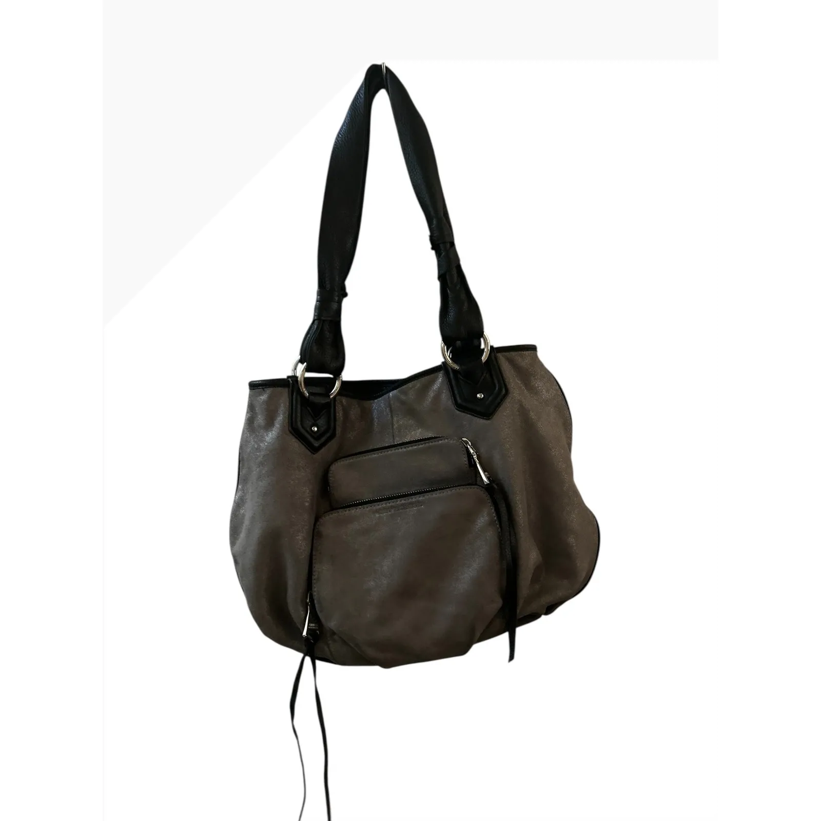 Aimee Kestenberg Gray Metallic Leather Hobo Shoulder Bag - Image 2