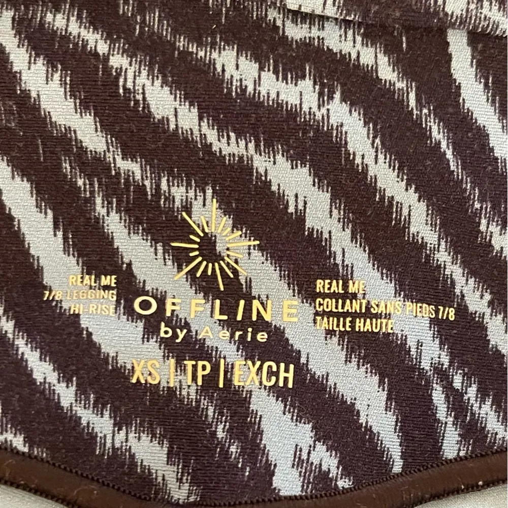 Aerie Offline Goals Hi-Rise 7/8 blue zebra animal print leggings XS - Image 4