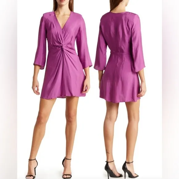 NWOT BA&SH Gothie Twist Long Sleeve Purple Mini Dress sz S - Image 2