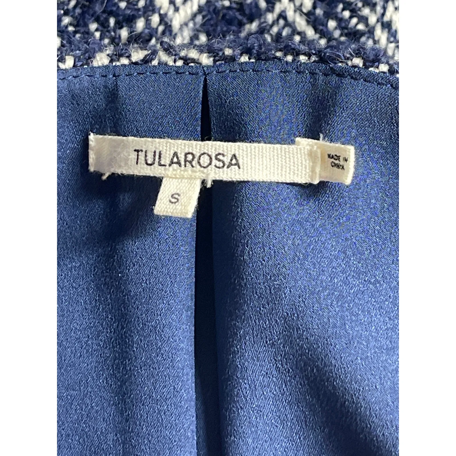 Tularosa Shiloh Blue Wool Line Tweed Blazer Outerwear Cardigan Coat Jacket Sz S - Image 4