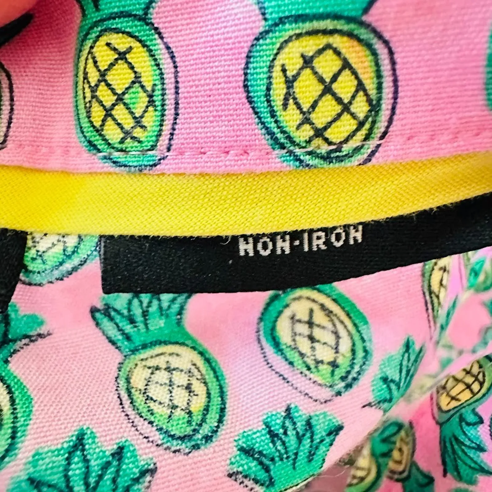 Talbots Pink Pineapple Scallop Collar No Iron Button Front Tank Blouse 12 Beach - Image 8