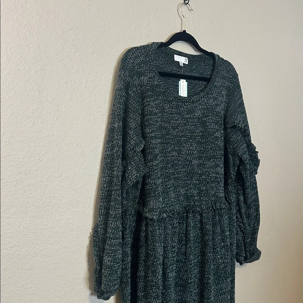 Anthropologie RO & DE Green Long Sleeve Stella Ruffled Mini Dress Size 2X NWT - Image 4