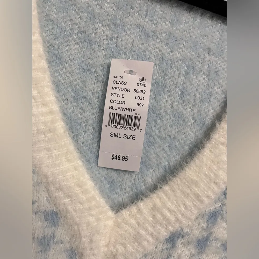 PACSUN LA HEARTS Houndstooth V-Neck Fuzzy Sweater NWT Women’s Sz S - Image 2