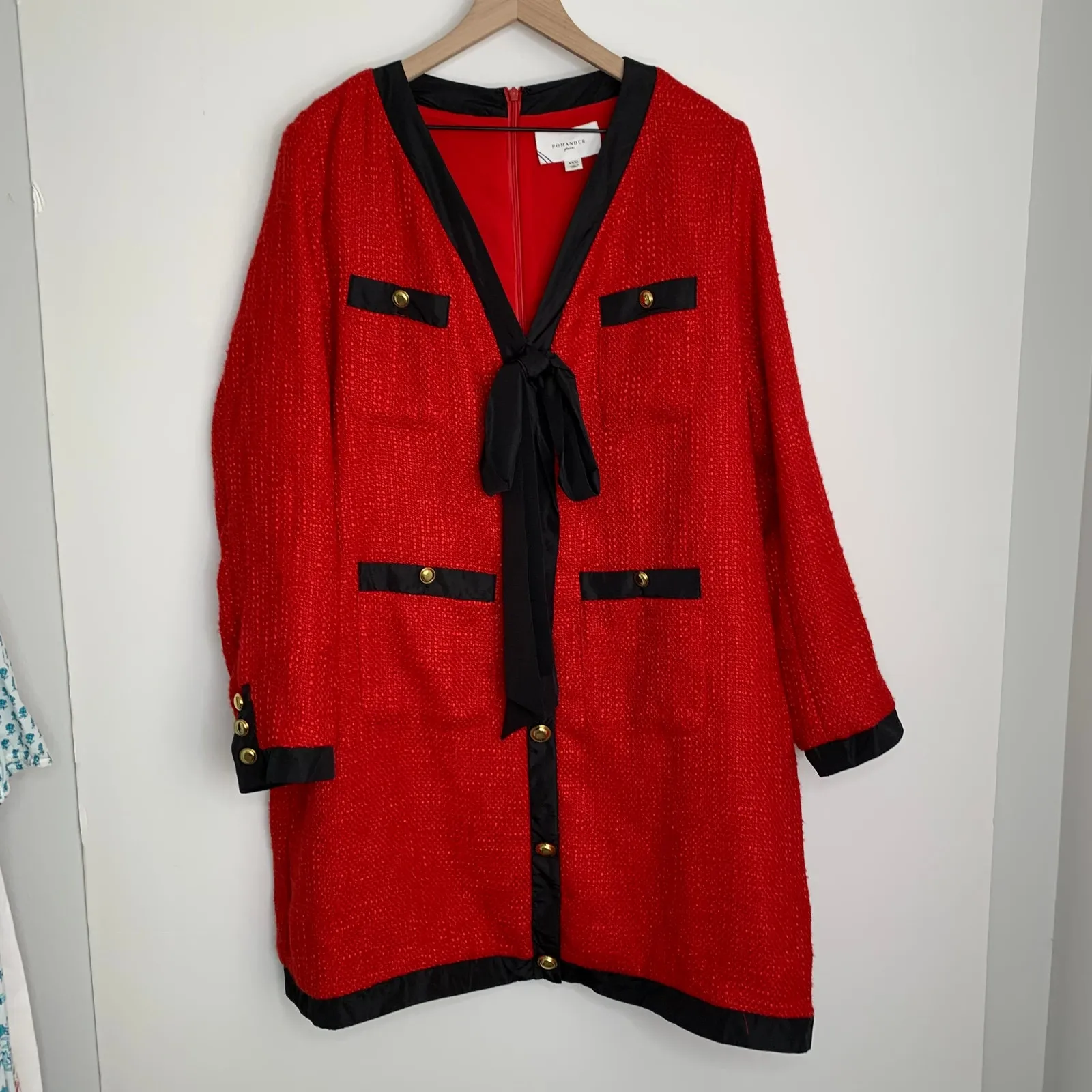 Tuckernuck Pomander Place Coco Tweed Bow Mini Dress in Red XXXL Womens - Image 2