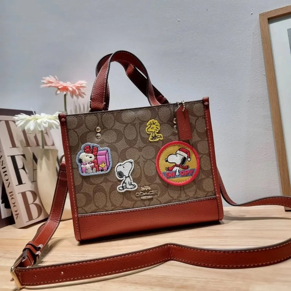 Coach X Peanuts Dempsey Tote 22 In Signature Canvas With Patches CE851 - Image 2