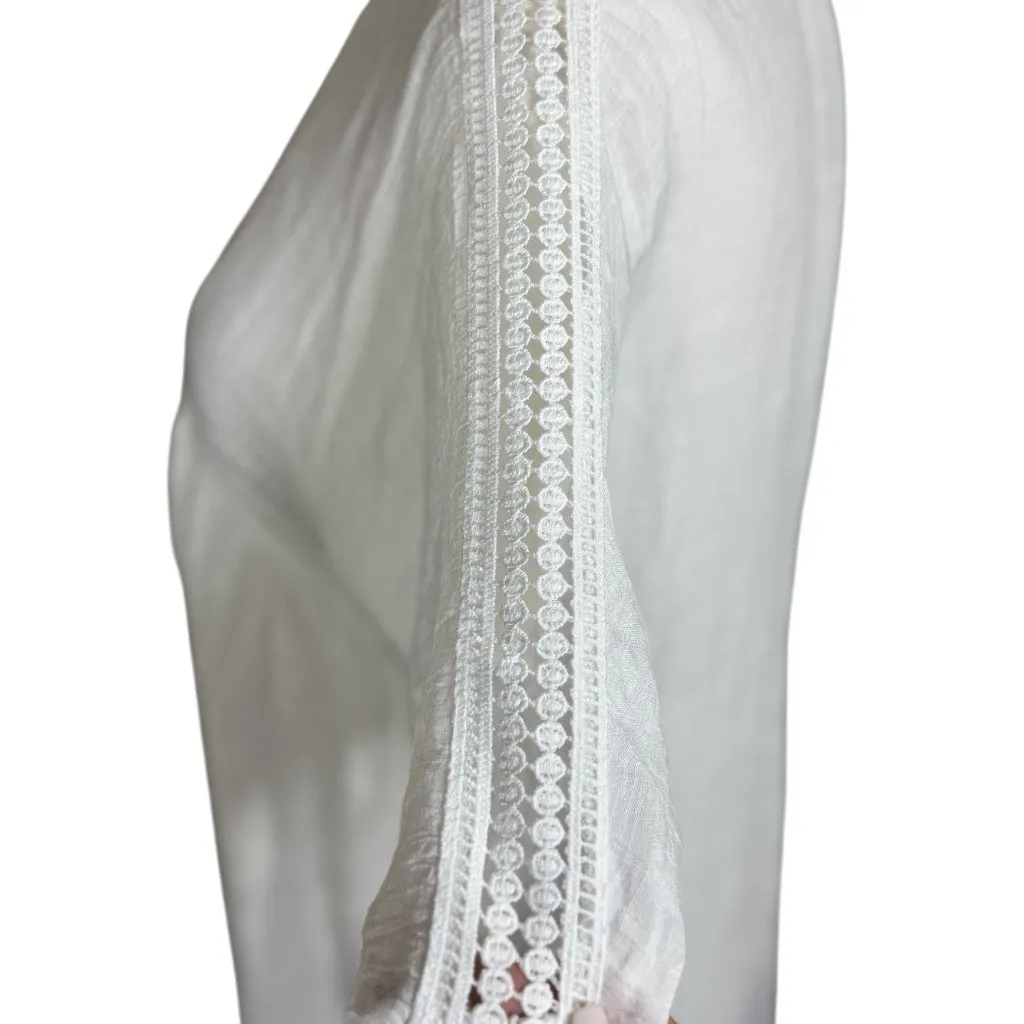 Vivid Size S Womens Open Kimono Cardigan With Lace Trim Elegant White - Image 9