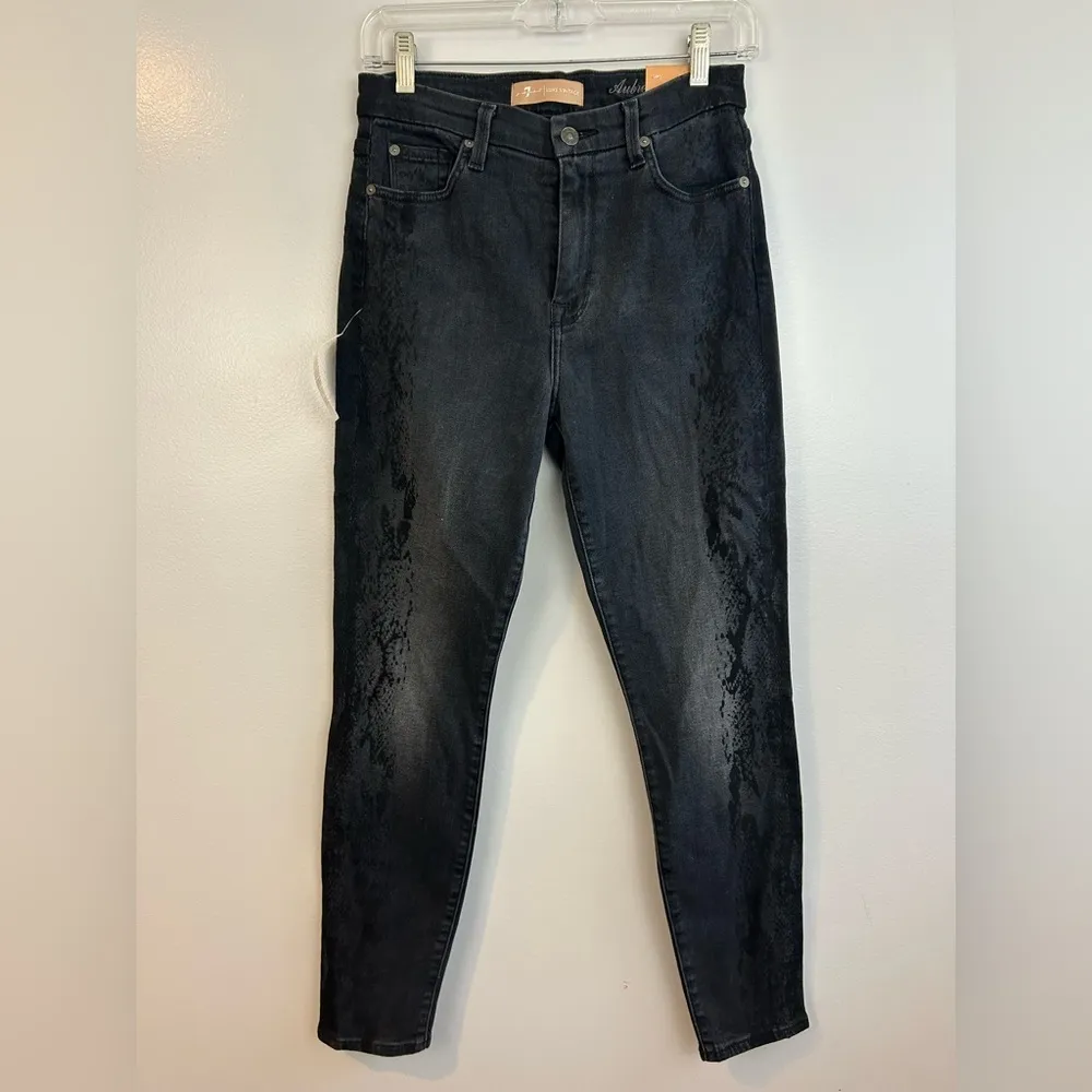 NWT 7 for All Mankind Aubrey High Waist Skinny Vintage Snake Black Jeans  26 - Image 2
