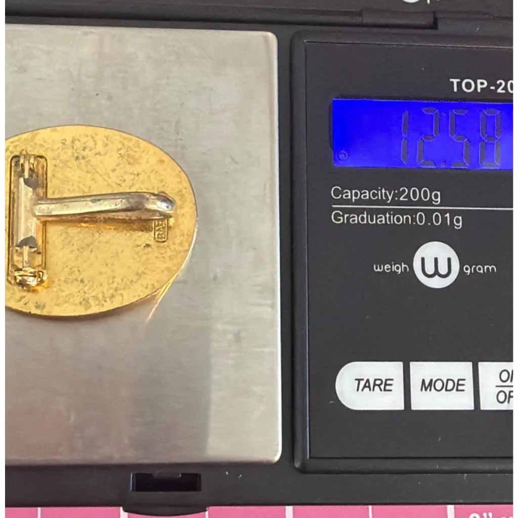 Vintage Barlow Lady Golfer Pin Brooch Pendant Gold Tone Signed Oval 1.5" Estate - Image 6