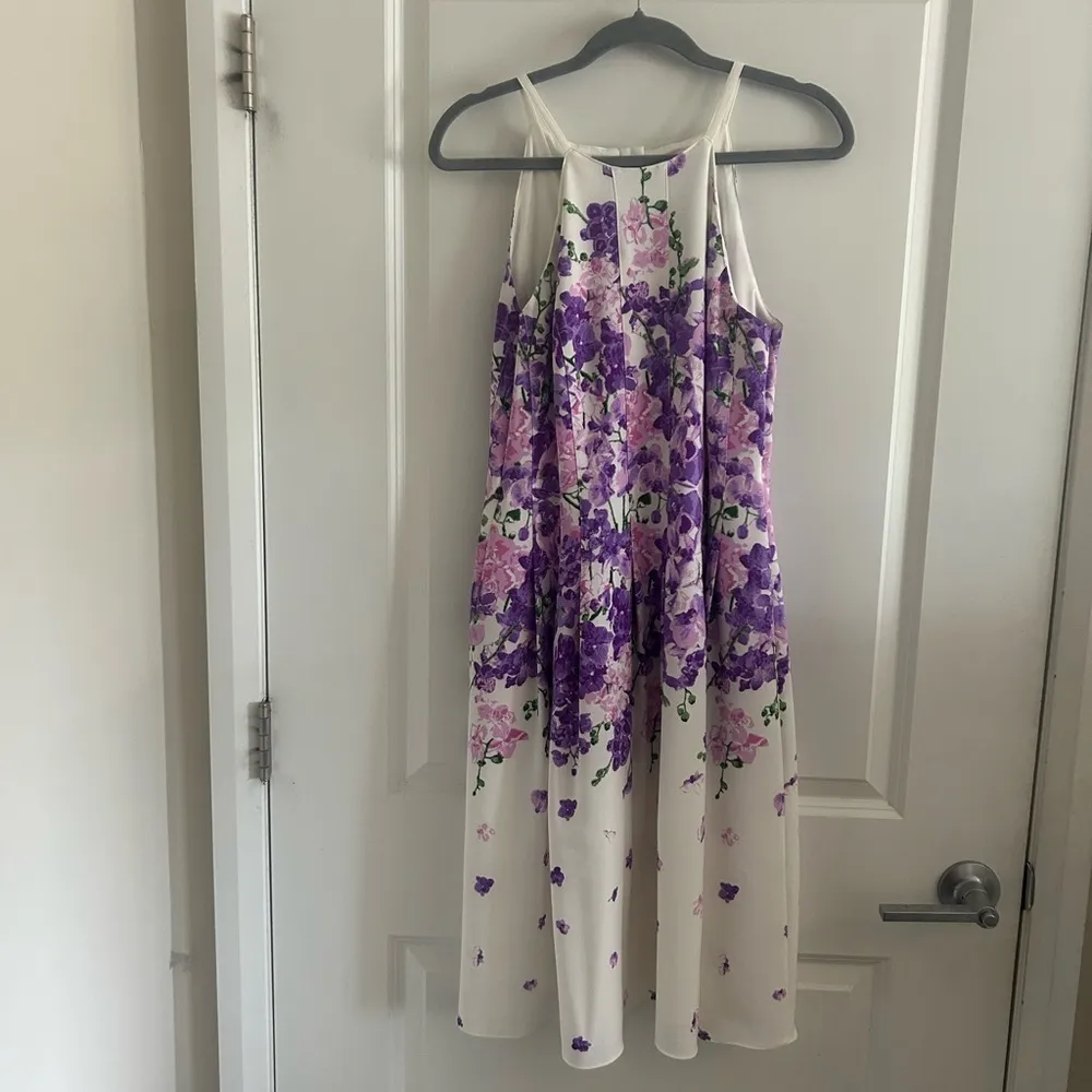 Adrianna Papell Purple Floral Dress - Image 4