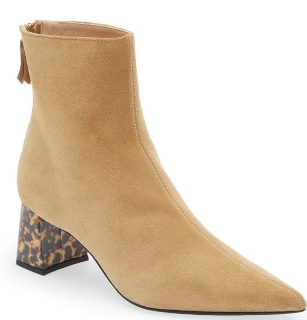 AGL Nora Camel Suede Pointed Toe Ankle Bootie 7.5 Tan - Image 7