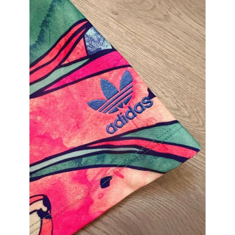 Adidas Original Pink Colorful Floral Pleated Mini Tennis Skirt Size S - Image 2