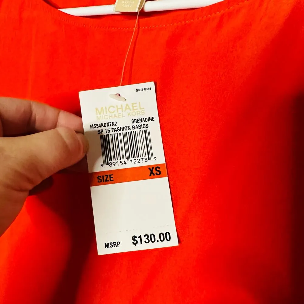 NWT Michael Michael Kors Burnt Orange Short Sleeve Fringe Bottom Top Size XS - Image 4