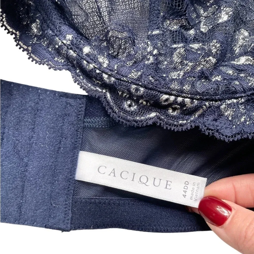 Cacique Metallic Lace Unlined Balconette Bra - Image 2