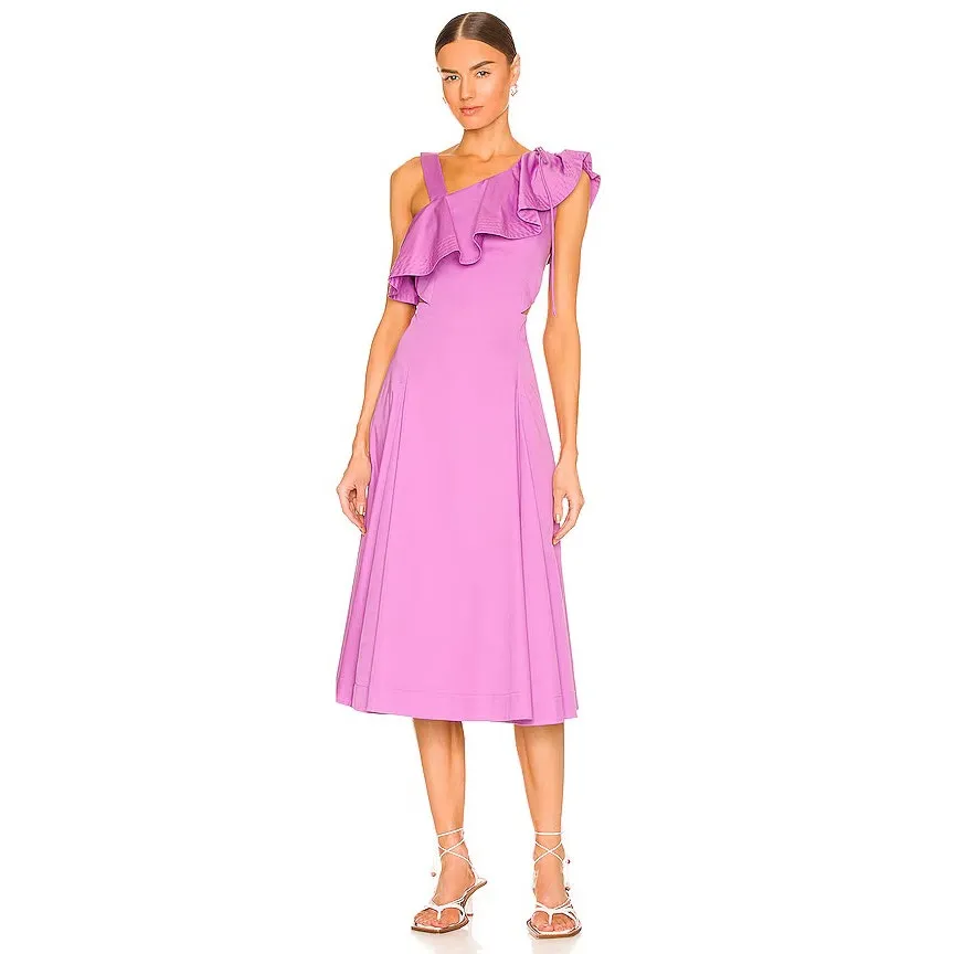 Veronica Beard Orchid Purple Beilla Asymmetric Midi Dress Size 8 - Image 9
