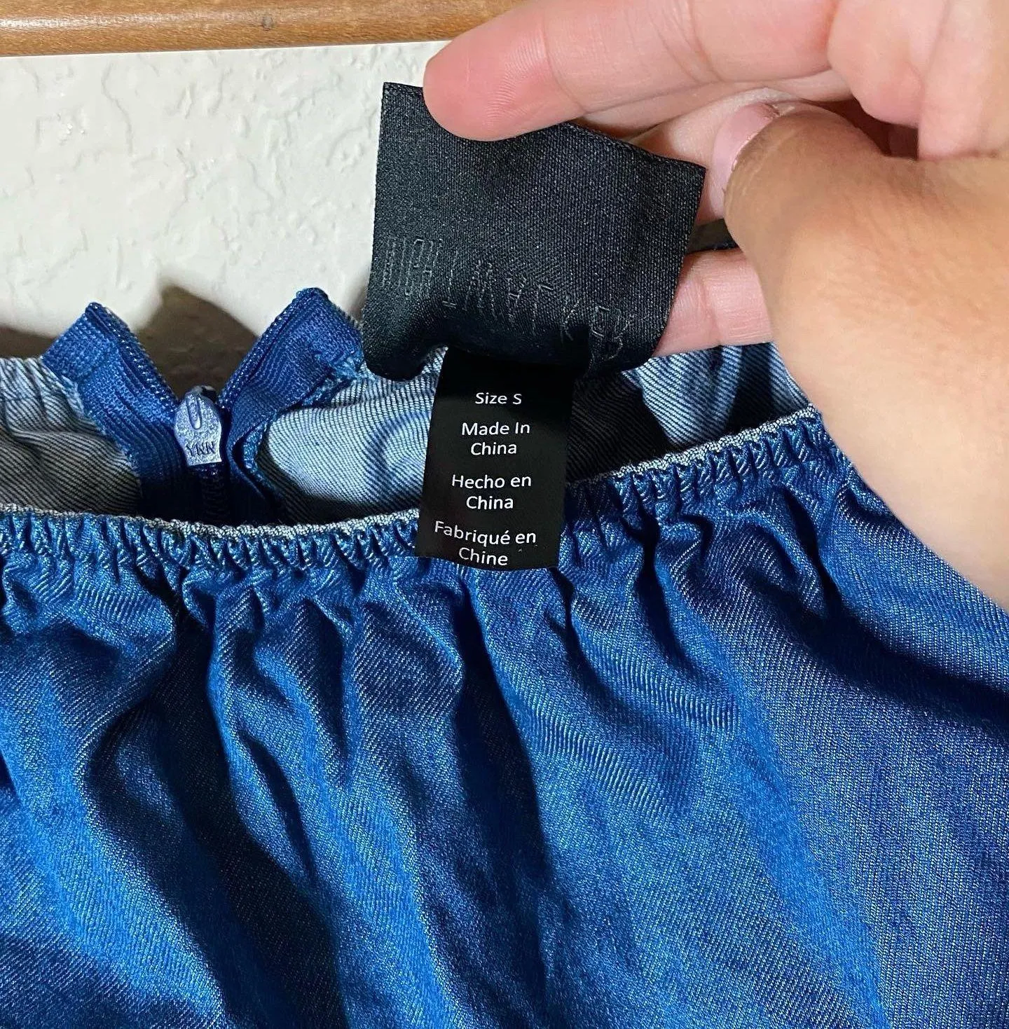 Night Walker denim off the shoulder dress with slits on sides & pockets ( S ) - Image 5