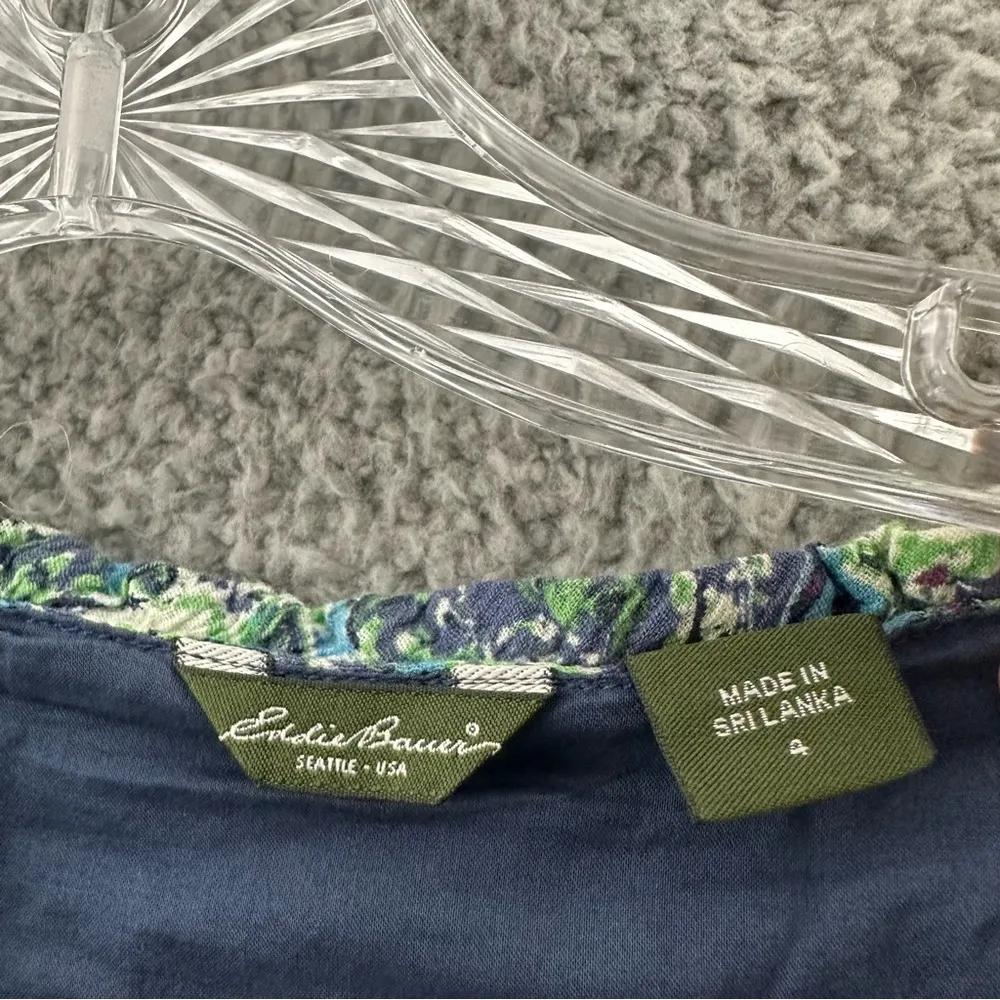 Eddie Bauer Sleeveless V‎ Neck Empire Waist Maxi Dress Paisley Cotton Women's 4 - Image 4