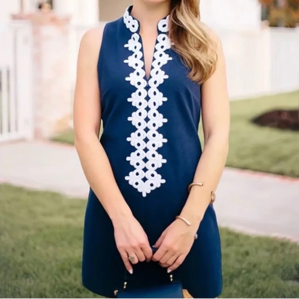 NEW! Lilly Pulitzer Callista Shift Dress in True Navy Sleeveless Classic Size S - Image 2