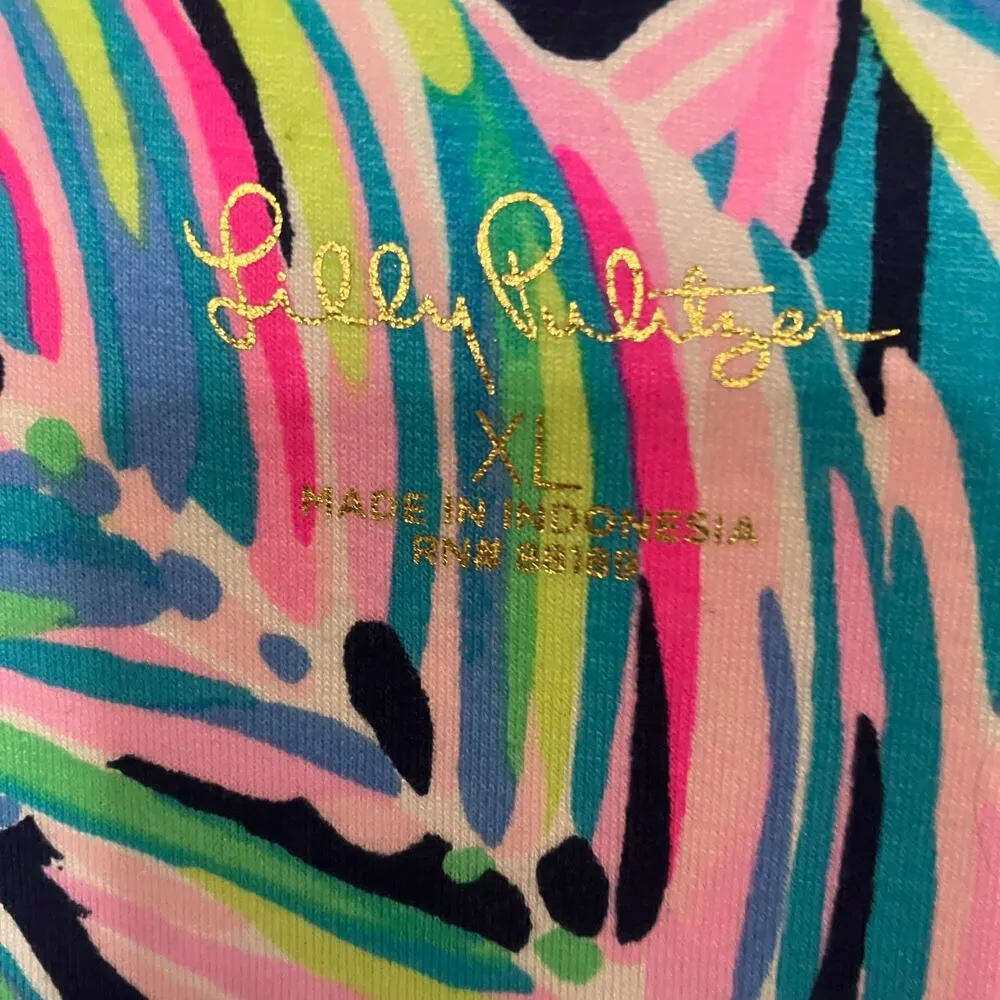 Lilly Pulitzer Women's Bay Dress Tiki Pink Shake It Up Mini Shirt Dress Size XL - Image 5