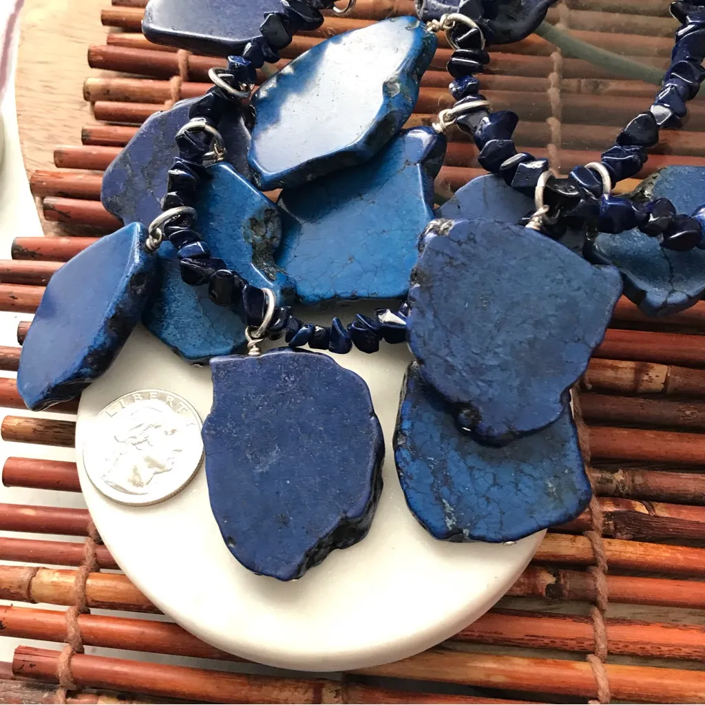 Chico's Double Strand Large Cobalt Blue Stone Statement piece necklace - Image 5