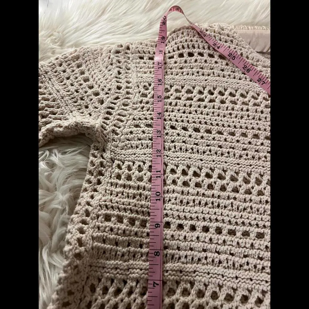J Jill Cozy Crochet Sweater - Cream Knit Design -size Medium - Image 3
