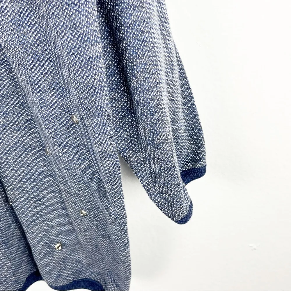 NEIMAN MARCUS Deadstock Blue Long Sleeves Beaded Top, Size Large - Image 10