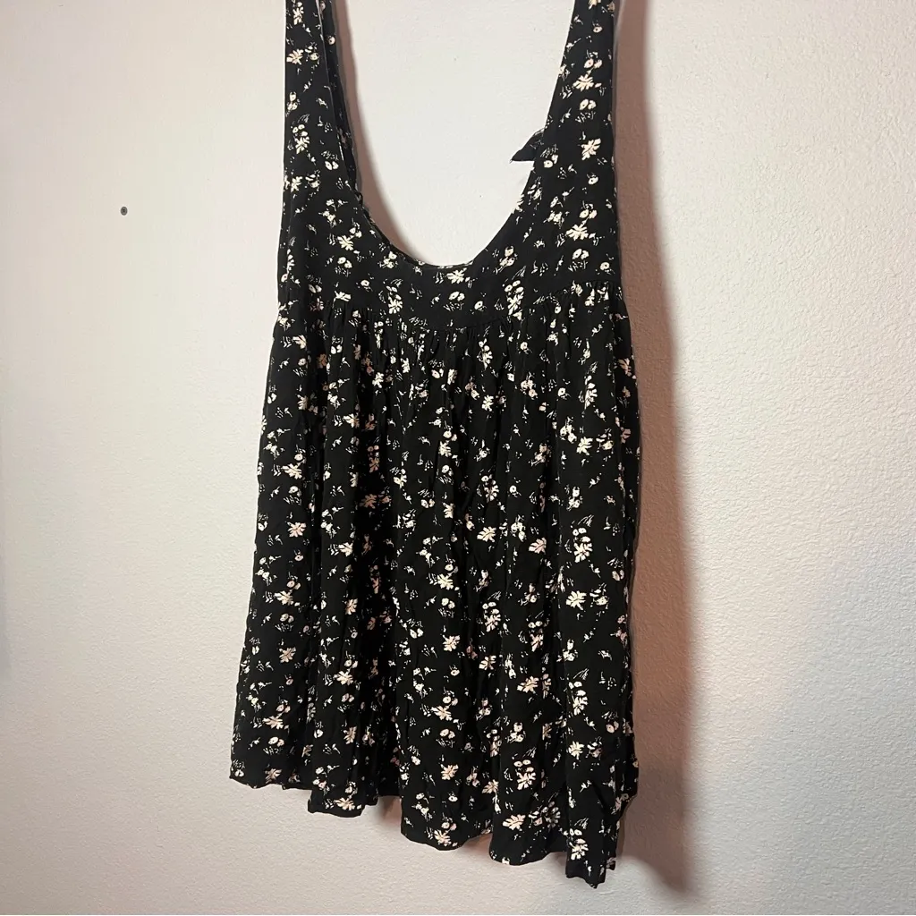 Free People Saturday Scooped Jumper Black White Dainty Floral Size Large - Image 3